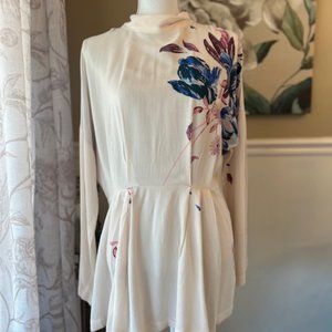Free People Pink Floral Open Back Spring Mini Dress XS
